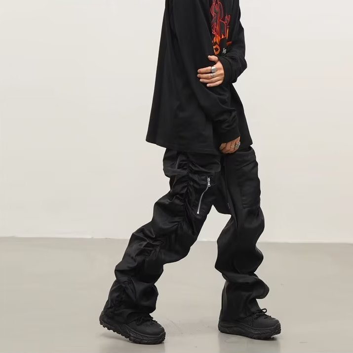 Quần Dài hip hop Đường Phố Mỹ - Thời Trang Mùa Thu 2023 Màu Trơn Đơn Giản Phù Hợp Với Nam Và Nữ