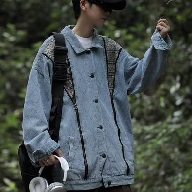Áo Khoác Jean Phối Màu Sắc retro Thời Trang Cho Nam