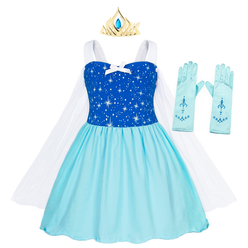 Đầm Hóa Trang Công Chúa elsa 2 Màu Trắng Cho Bé Gái
