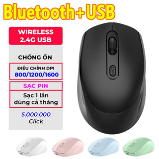 Chuột Không Dây Bluetooth 2.4G Sạc Nhanh Type-C Chuột Máy Tính Có Đèn Nền Có Thể Sạc Lại Không Gây Tiếng Ồn Cho Điện Thoại Di Động