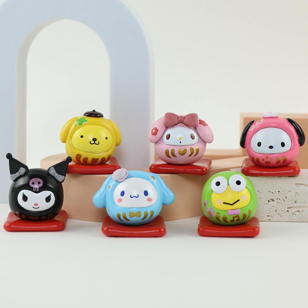 SANRIO Set 6 Mô Hình Mô Phỏng Nhân Vật Phim Hoạt Hình kuromi keroppi Cinnamoroll my melody pom pom purin q 3.4-4.2cm Bằng pvc