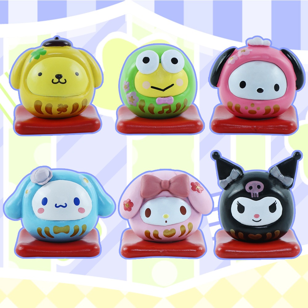 SANRIO Set 6 Mô Hình Mô Phỏng Nhân Vật Phim Hoạt Hình kuromi keroppi Cinnamoroll my melody pom pom purin q 3.4-4.2cm Bằng pvc