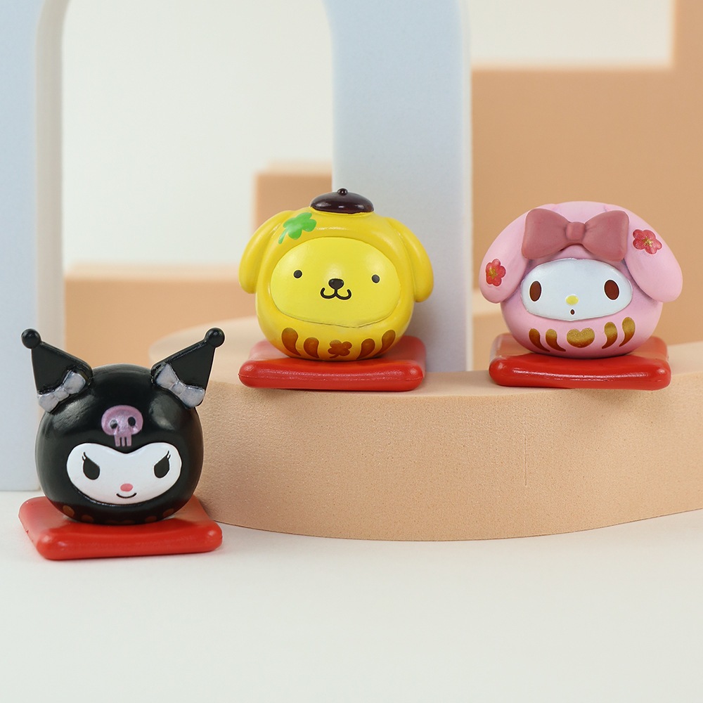 SANRIO Set 6 Mô Hình Mô Phỏng Nhân Vật Phim Hoạt Hình kuromi keroppi Cinnamoroll my melody pom pom purin q 3.4-4.2cm Bằng pvc
