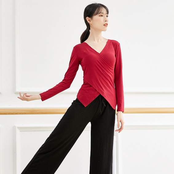 Đầm Khiêu Vũ Nhảy latin / yoga Tay Dài Cổ Chéo Thiết Kế Hiện Đại Cho Người Lớn