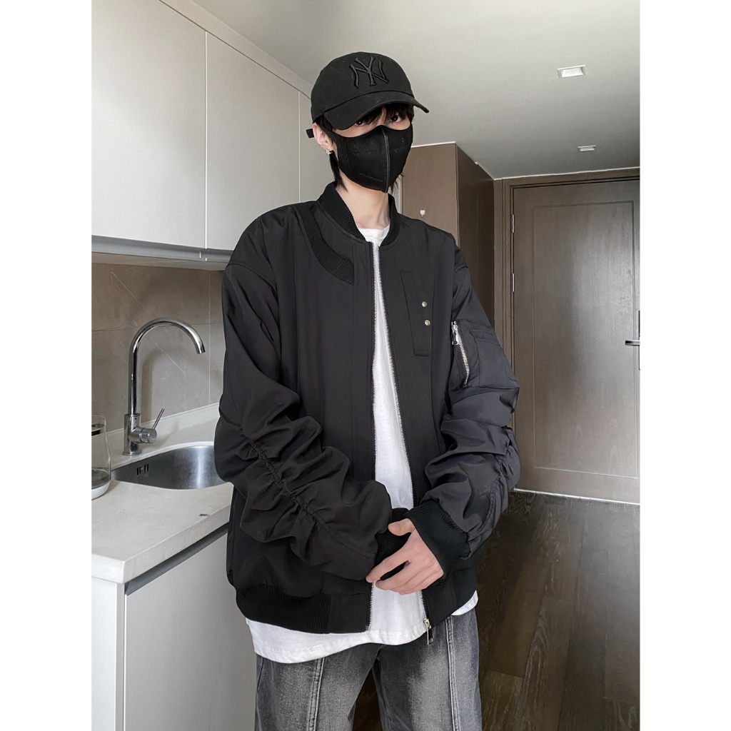 Áo khoác bóng chày VUNC dáng rộng phong cách Mỹ thời trang cho nam