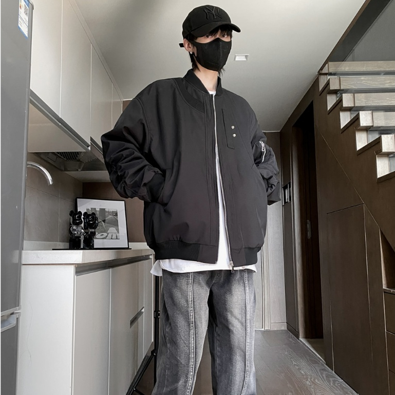 Áo khoác bóng chày VUNC dáng rộng phong cách Mỹ thời trang cho nam