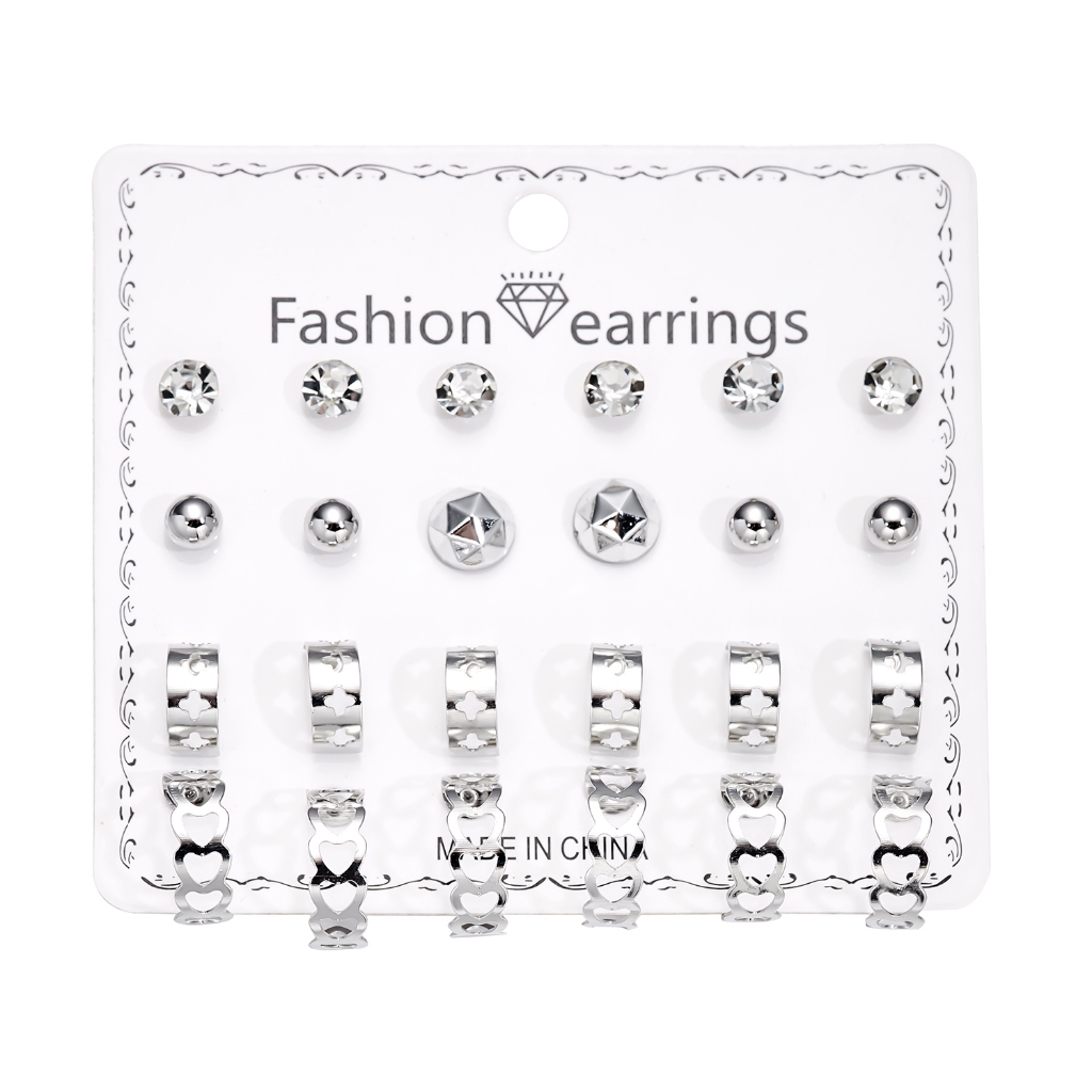 1 set 12 Cặp Bông Tai Nữ Thời Trang Hàn