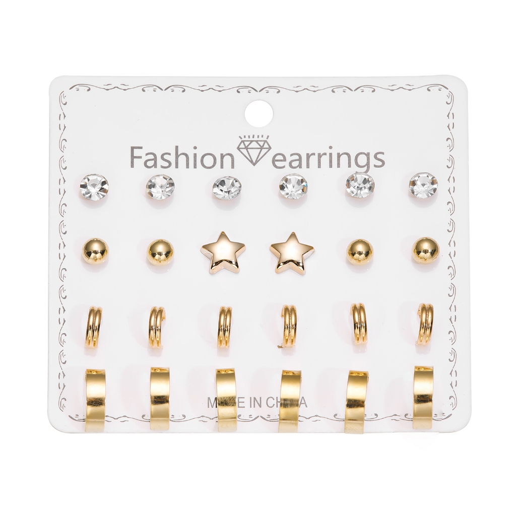 1 set 12 Cặp Bông Tai Nữ Thời Trang Hàn