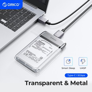 Vỏ ổ cứng ORICO 2.5 "Vỏ ổ cứng Type-C trong suốt USB3.0 5Gbps Kim loại HDD / SSD Hỗ trợ giấc ngủ tự động cho máy tính xách tay PC (TX25C3)