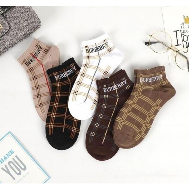 Set 5 Đôi Vớ Cotton In Họa Tiết LV Thời Trang Dành Cho Nữ