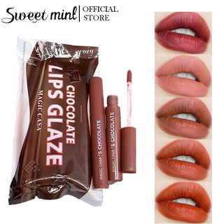 Set 5 Son Kem Lì Chocolate Dưỡng Ẩm Mềm Mịn Không Dính Cốc
