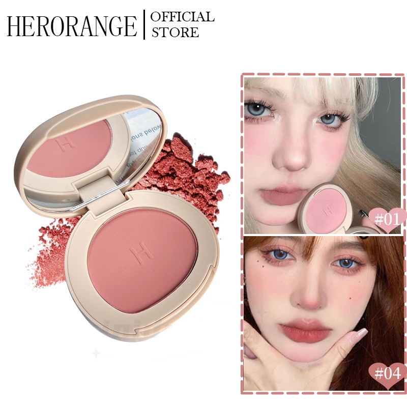 HERORANGE Phấn má hồng mịn lì chuẩn màu Chống Nước Kiểm Soát Dầu Tiện Dụng Dành Cho Người Mới Tập Trang Điểm