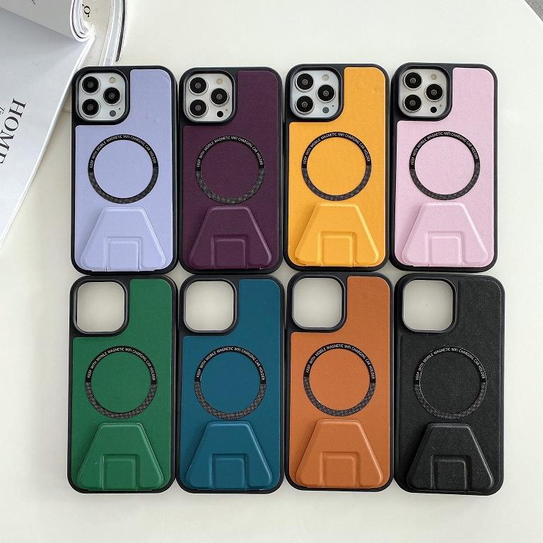 Business style magnetic phone case suitable for iPhone 14 Pro max invisible stand 11 12 13 Pro max leather case