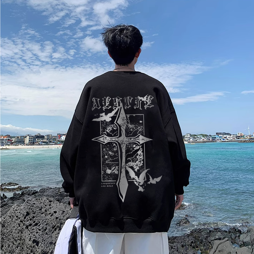 Áo sweater nam BEEYANBUY áo nỉ tay dài vintage boy phố unisex 100% cotton-Y0512