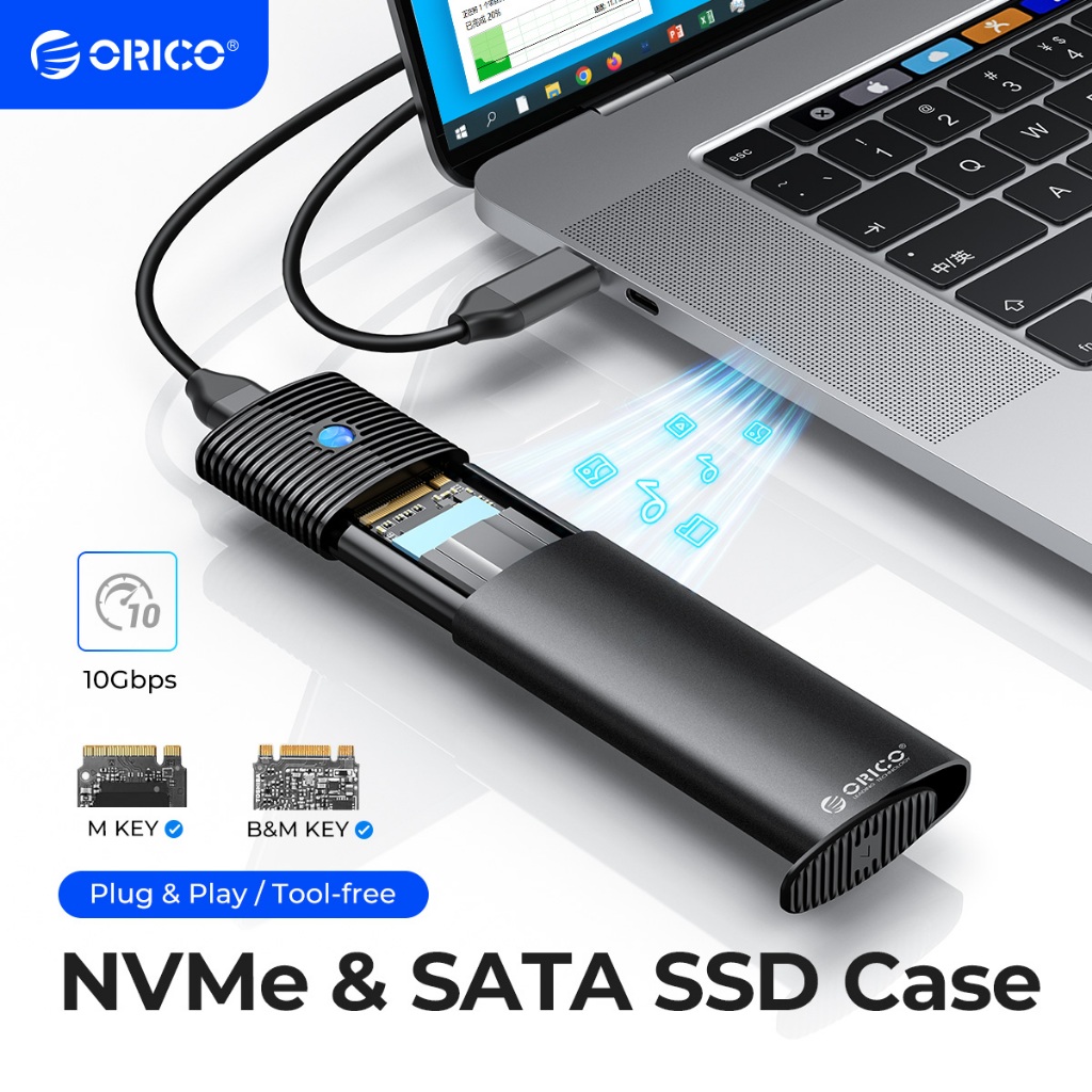 Vỏ Ổ Cứng ORICO M.2 SSD Hỗ Trợ M2 NVME NGFF SATA SSD Cho PCIE M Key B + M Key USB C 10Gbps (PWDM2)