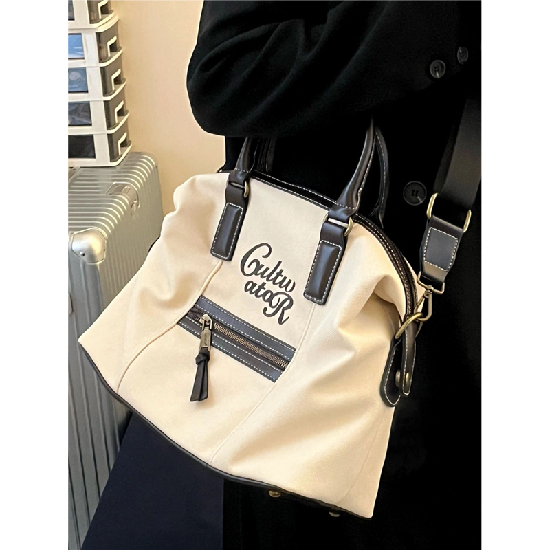 JUST STAR Túi Xách tote Vải Bạt Đơn Giản Sức Chứa Lớn Thời Trang Phong Cách retro Mỹ Dễ Phối Đồ Cho Nữ