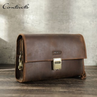 CONTACT'S Ví Da Cầm Tay Dáng Dài Chống Trộm Có Khóa Mật Khẩu Thời Trang Cho Nam