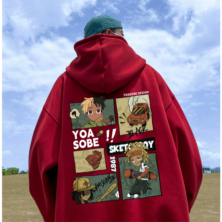 Áo hoodie nam nữ size lớn form rộng phong cách retro unisex
