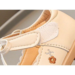 Giày Da Đế Mềm Đính Nơ Thêu Hoa Dành Cho Bé Gái