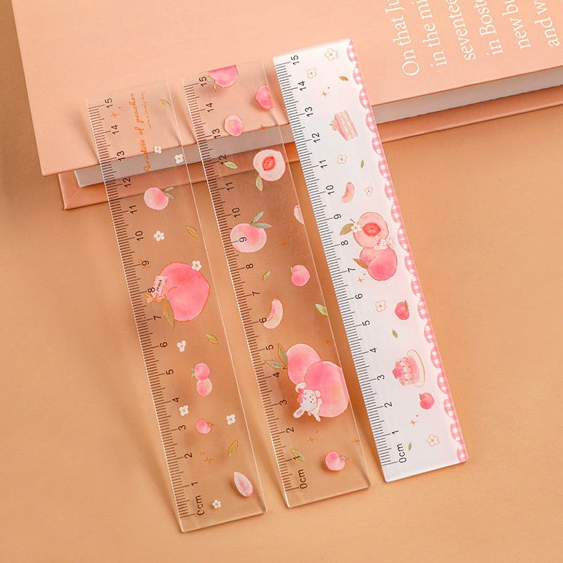 Thước Thẳng 15cm Trong Suốt Hình Hoa Anh Đào Bằng acrylic