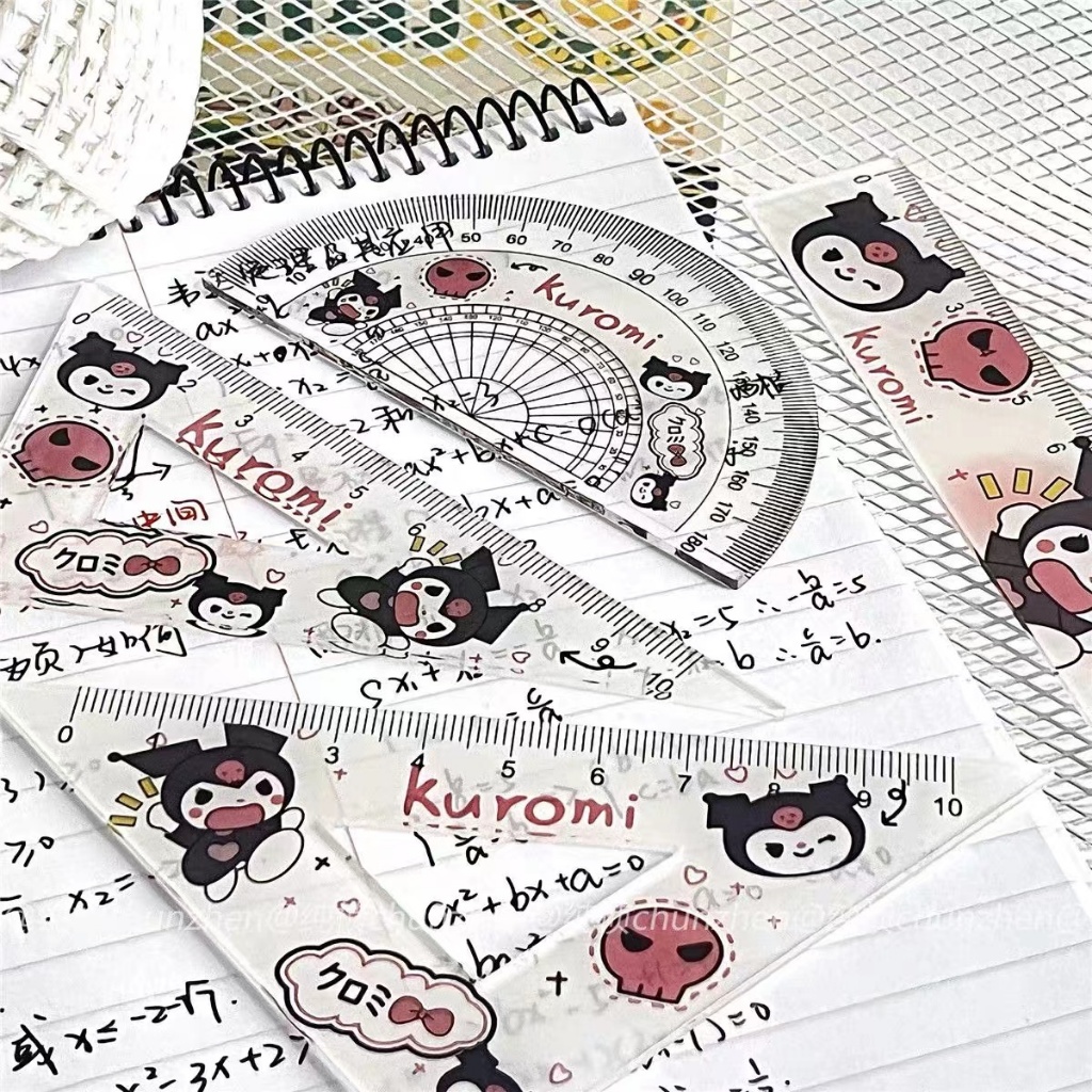 SANRIO Bộ 4 Thước Kẻ Kiêm La Bàn / Thước Kẻ Đa Năng Dùng Làm Quà Tặng Cho Bé