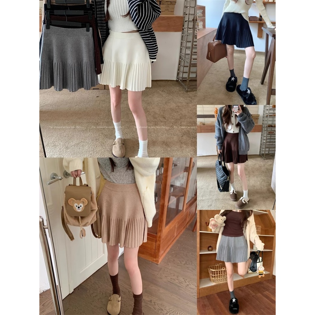 QKOOLE Chân Váy mini Lưng Cao Dáng Rộng Màu Trơn Thời Trang Mùa Thu Phong Cách Hàn Quốc Mới Cho Nữ