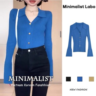 Minimalist Labo Áo cardigan Dệt Kim Cổ Chữ v Dáng Ôm Thời Trang Cho Nữ