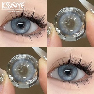 (cod) Mắt Búp Bê ksseye 0.0 ~ - 8.00 Mềm Mại Kính Áp Tròng Màu Xanh Lam Xám 14.2mm