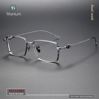 Chrome * Kính Mát Gọng Vuông Bằng Titan Nguyên Chất Chạm Khắc Hình Trái Tim Ngôi Sao Mỹ Sang Trọng Phong Cách Doanh Nhân Thời Trang Cho Nam