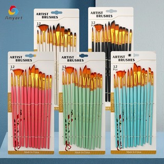 12 cái/bộ cọ vẽ màu nước cọ sơn cho gouache/sơn acrylic/tranh sơn dầu nghệ thuật cọ