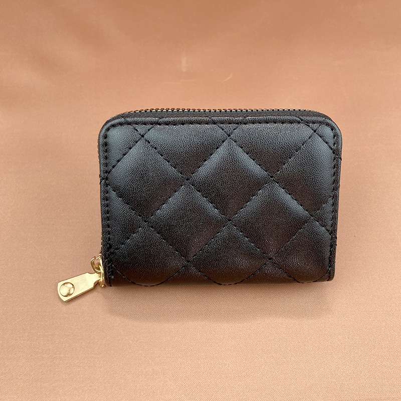 Ví Ngắn Đựng 9 Thẻ Thêu Họa Tiết Kẻ Ô Thời Trang Giá Đỡ