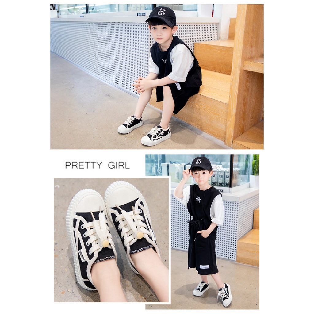 Giày Thể Thao Vải Canvas Thoáng Khí Thiết Kế Năng Động Hợp Thời Trang Cho Bé