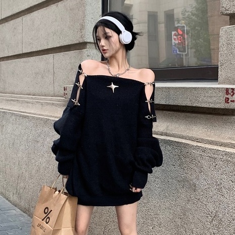 Áo Trễ Vai Phối Nút Kim Loại Phong Cách Hàn Quốc Thời Trang Cho Nữ