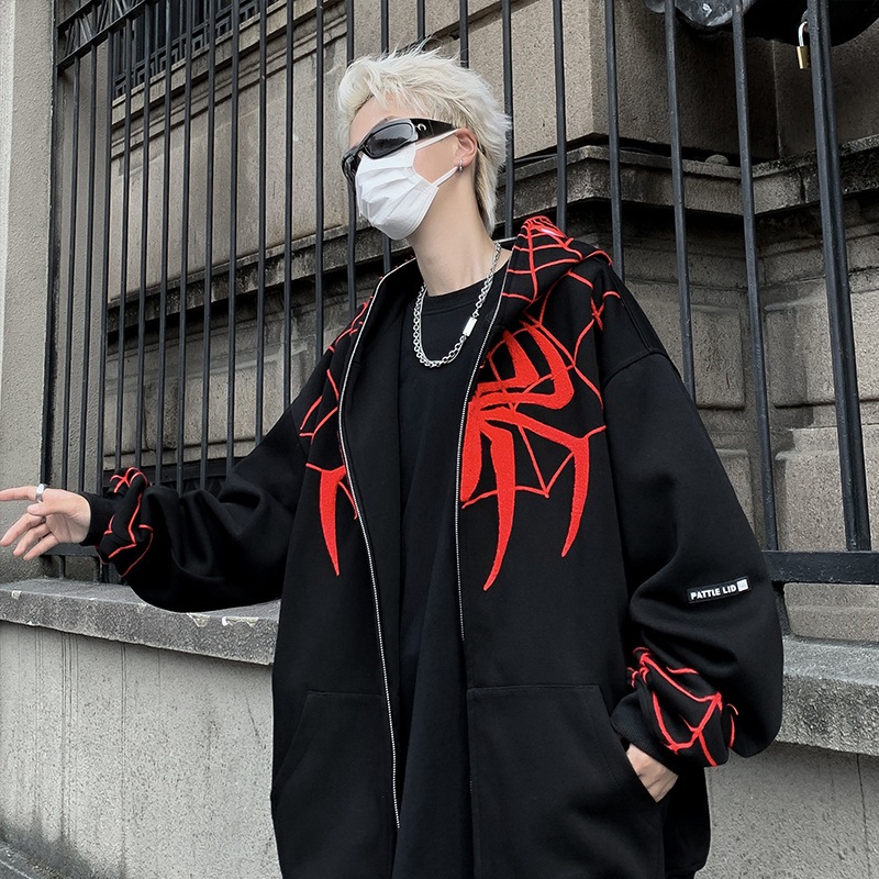 🔥Siêu Hottrend 🔥Áo Hoodie Người Nhện cardigan Thêu Họa Áo Khoác zip Tiết Người Nhện Phong Cách Mỹ Cá Tính Cho Nam Nữ