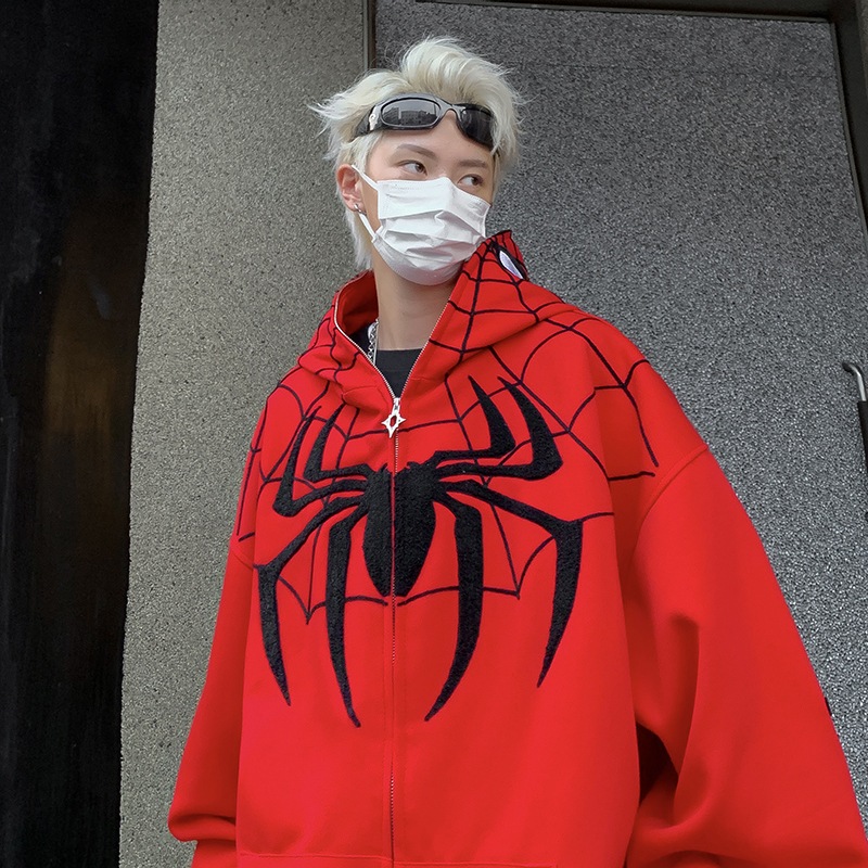 🔥Siêu Hottrend 🔥Áo Hoodie Người Nhện cardigan Thêu Họa Áo Khoác zip Tiết Người Nhện Phong Cách Mỹ Cá Tính Cho Nam Nữ