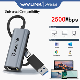  Bộ chuyển đổi WAVLINK USB 2.5G 2 trong 1 cho laptop 2500mbps sang RJ45 