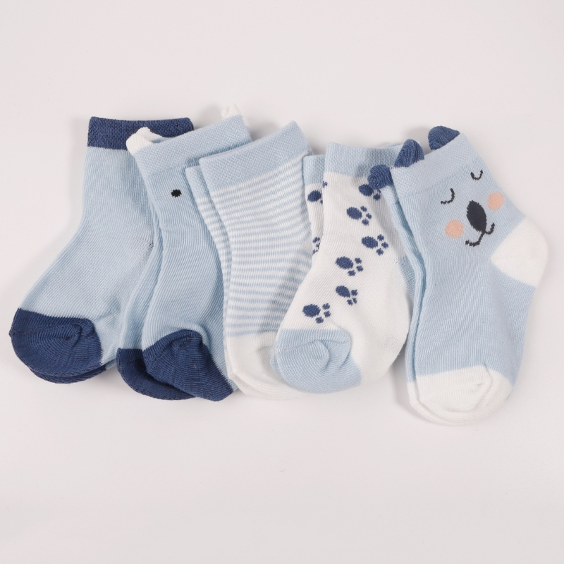 Set 5 Đôi Vớ Cotton Họa Tiết Hoạt Hình Động Vật Dành Cho Bé Sơ Sinh