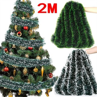 Vòng Hoa Ruy Băng 2m Màu Trắng / Xanh Lá Đậm Trang Trí Cây Thông Giáng Sinh