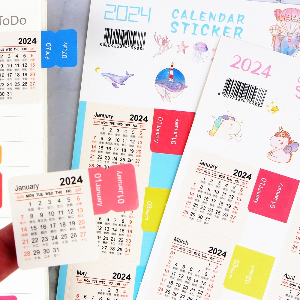 Bộ 2 Tờ Sticker Đánh Dấu Trang Sách Kế Hoạch Năm 2024