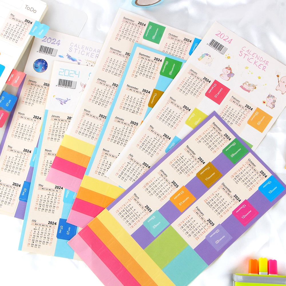 Bộ 2 Tờ Sticker Đánh Dấu Trang Sách Kế Hoạch Năm 2024