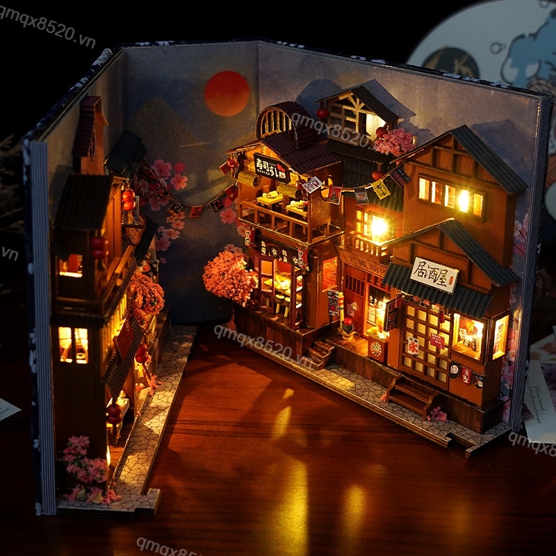 【Tặng KEO+LED PIN + KÍNH CHE BỤI Mô hình book nook Diy house mô hình Nhà Gỗ Diy BOOK Nook Diy quà tặng
