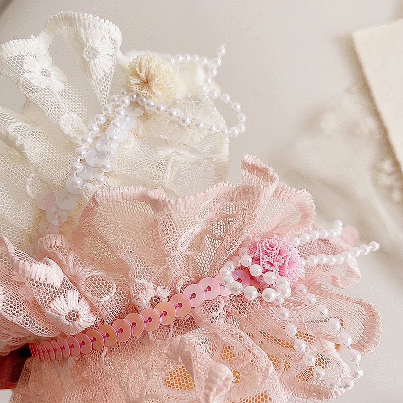 Băng Đô Ren Đính Ngọc Trai Phong Cách lolita Cho Bé Gái