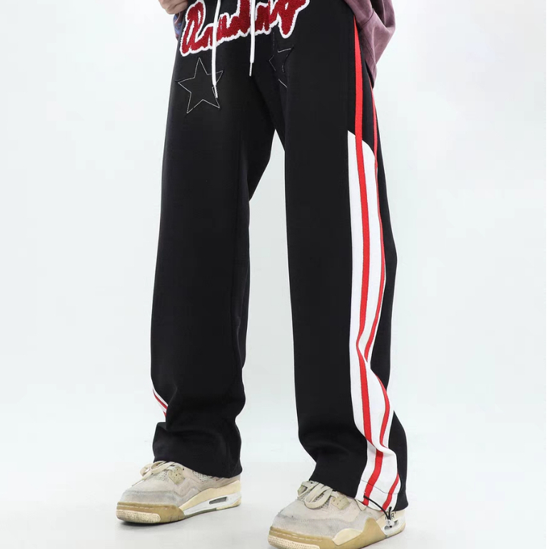 Quần Thể Thao Dài Kẻ Sọc Hai Bên Phong Cách hip hop Đường Phố Mỹ