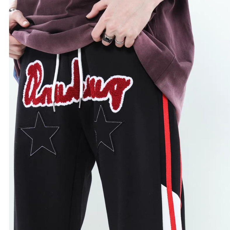 Quần Thể Thao Dài Kẻ Sọc Hai Bên Phong Cách hip hop Đường Phố Mỹ