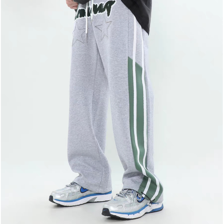 Quần Thể Thao Dài Kẻ Sọc Hai Bên Phong Cách hip hop Đường Phố Mỹ