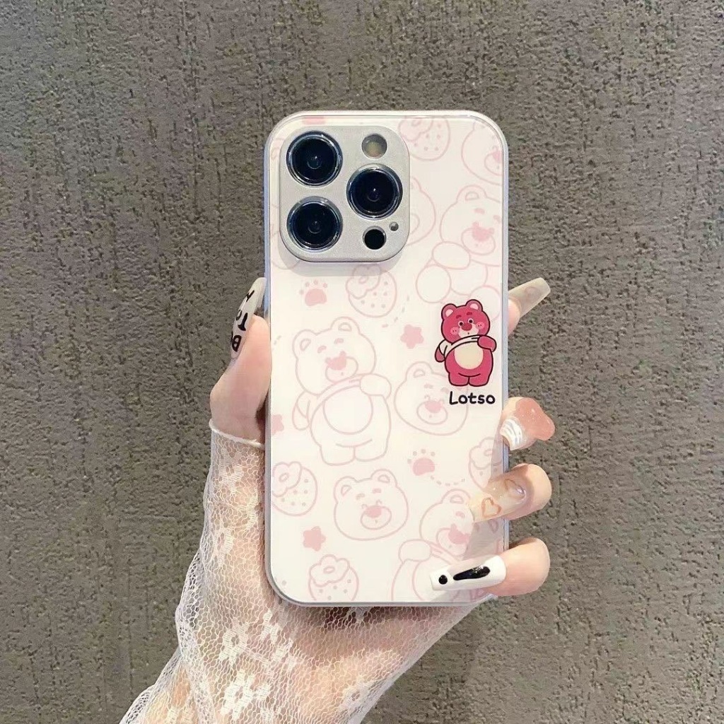 Ốp Điện Thoại Mặt Kính Hình Gấu winnie / Chó Cho iphone 15promax 14Pro 13promax 12 11 7 8plus xsmax xr