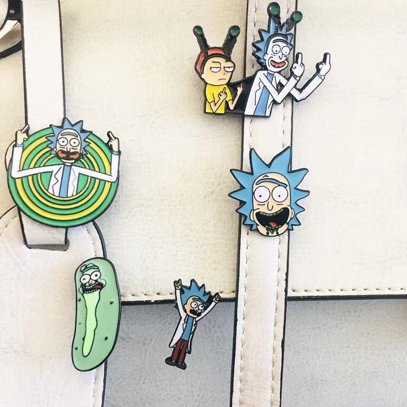 Bán Chạy Trâm Cài Áo Bằng Kim Loại Hình rick Và morty Dễ Thương