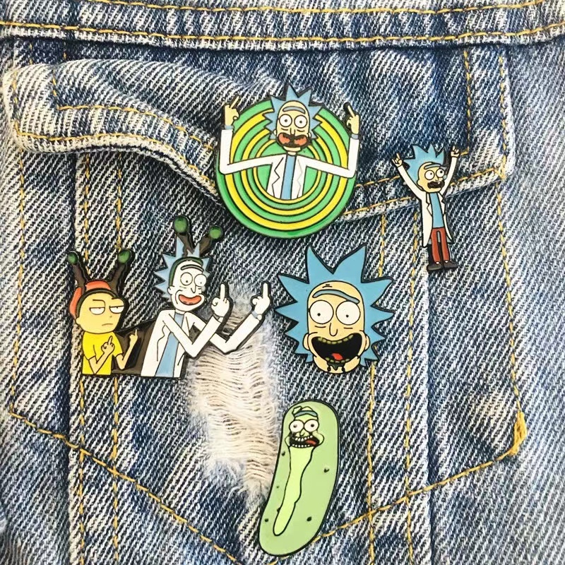 Bán Chạy Trâm Cài Áo Bằng Kim Loại Hình rick Và morty Dễ Thương