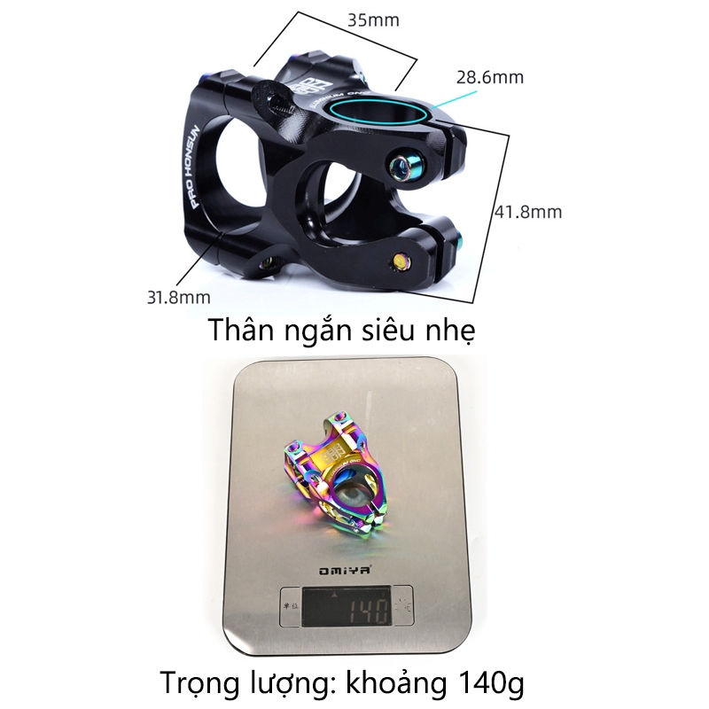 Pô Tăng Chiều Cao 31.8 x 35mm Bằng Nhôm CNC Siêu Nhẹ Chất Lượng Cao Cho Xe Đạp Leo Núi