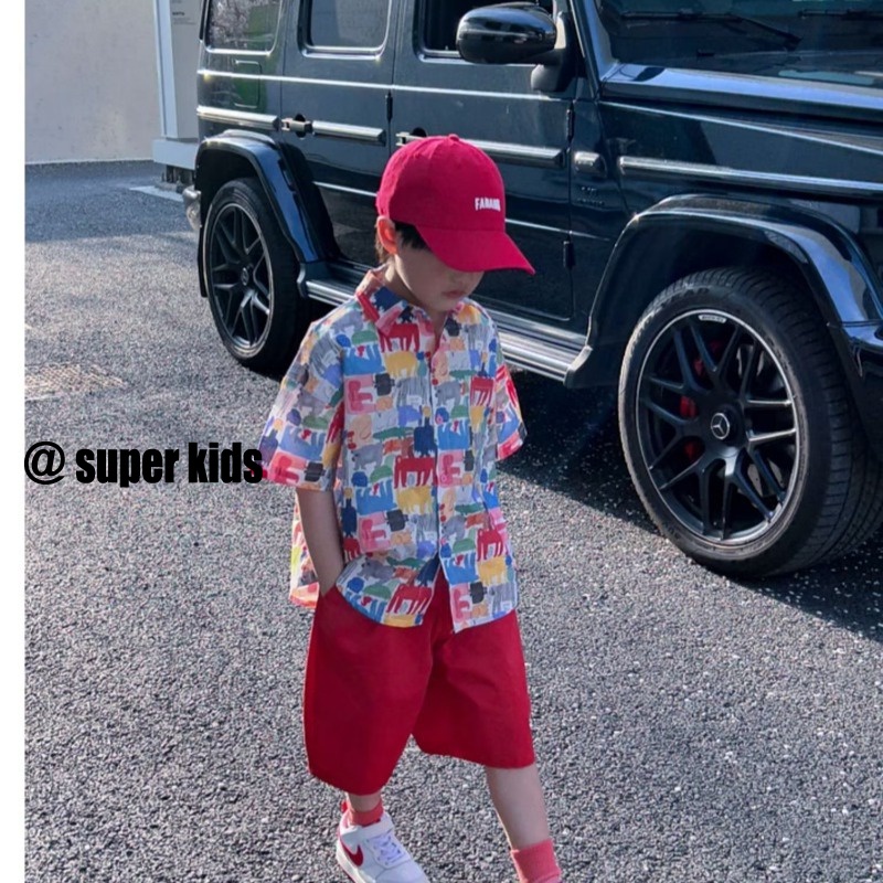 SUPER KIDS áo Sơ Mi Tay Lửng Thời Trang Mùa Hè Nhật Bản Dành Cho Nam áo sơ mi bé trai